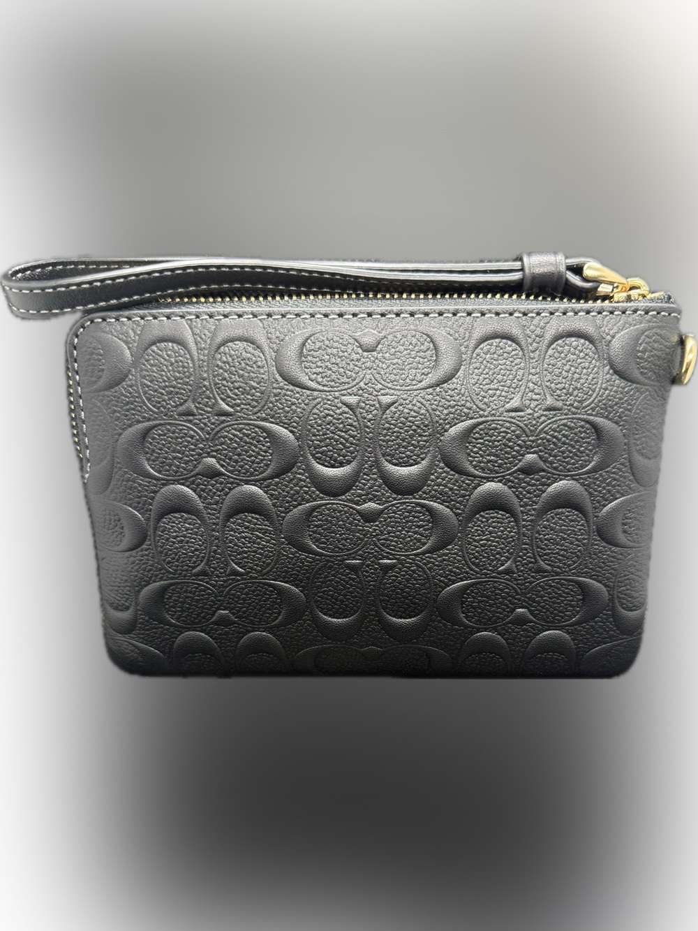 🖤COACH🖤Black Embossed Signature Wristlet w/Gold Hardware/NWOT - Picture 7 of 7